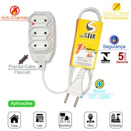 Extensão Elétrica 1,5 Metros Cabo 2x0,75 2p Certificada - 2