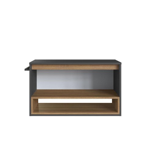 Gabinete de Banheiro Suspenso 1 Nicho 1 Toalheiro 1 Porta 80cm Mel/grafite - Bh8060mg