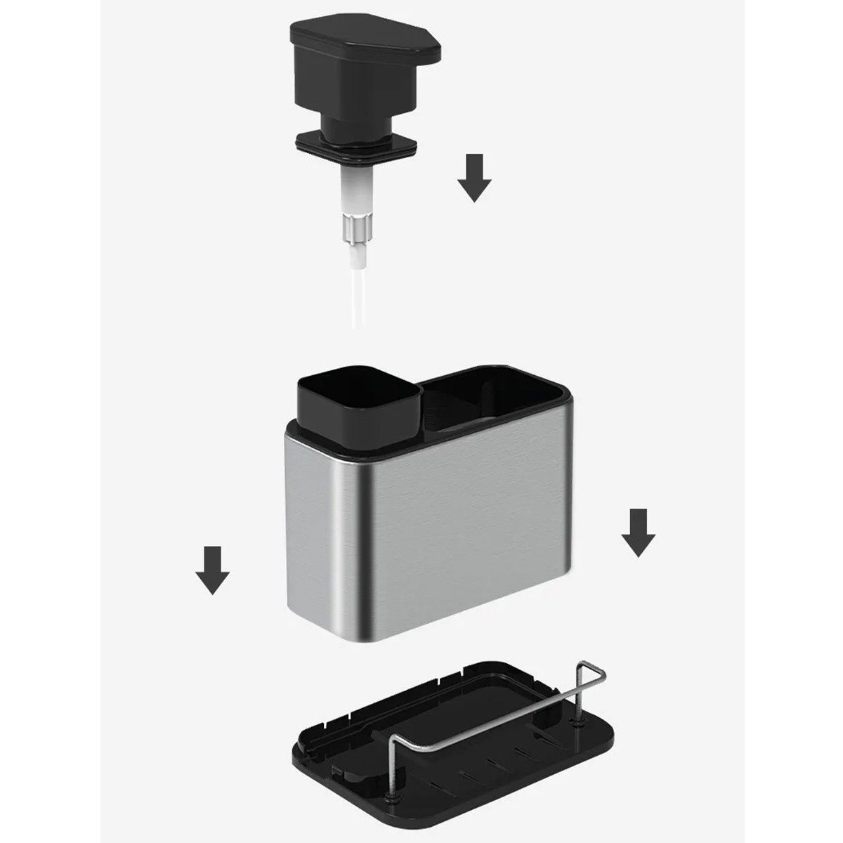 Dispenser Porta Detergente Esponja 3 em 1 Escorredor Talher Garfo Colher Cozinha Inox Organizador Pi - 13