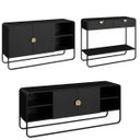 Ver imagem 1 de Conjunto Sala Estar Rack Buffet e Aparador Estilo Orgânico Nero/preto