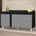 Ver imagem 2 de Balcão Gabinete para Pia com Tampo 150cm 3 Portas 1 Gaveta Dakota Preto/Cinza - Lumil