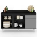 Ver imagem 3 de Balcão Gabinete para Pia com Tampo 150cm 3 Portas 1 Gaveta Dakota Preto/Cinza - Lumil