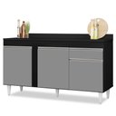 Ver imagem 1 de Balcão Gabinete para Pia com Tampo 150cm 3 Portas 1 Gaveta Dakota Preto/Cinza - Lumil