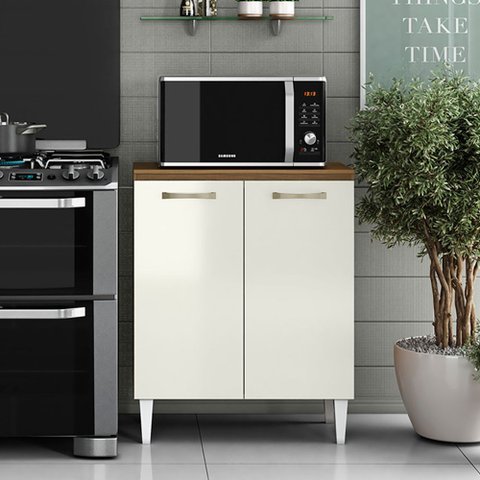 Balcão Cozinha com Tampo 70cm com 2 Portas Joana Atacama/off White A09 - D’Rossi