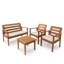 Ver imagem 3 de Conjunto para Jardim em Madeira Maciça com 1 Sofá 2 Poltronas e Mesa de Centro Yescasa Marrom Cairo