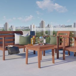 Conjunto para Jardim com 1 Sofá 2 Poltronas 1 Mesa de Centro Madeira Maciça Cairo  - 10