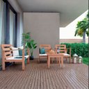 Ver imagem 3 de Conjunto para Jardim com 1 Sofá 2 Poltronas 1 Mesa de Centro Madeira Maciça Cairo