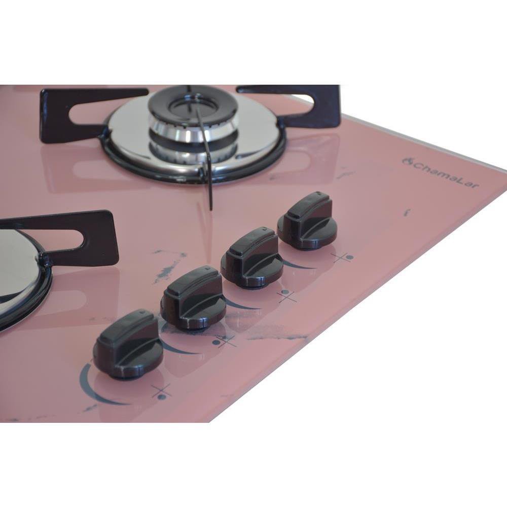 Fogão Cooktop a Gás Chapa 4 Bocas Ultra Chama 127/220v Marmo Marmorizado Rosa - 3