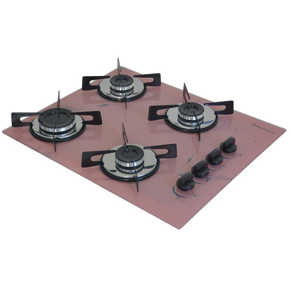 Fogão Cooktop a Gás Chapa 4 Bocas Ultra Chama 127/220v Marmo Marmorizado Rosa - 2