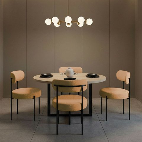 Cadeira Sala de Jantar Margara Kit 4 em Aço Preto Bouclê D03 - D'Rossi
