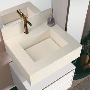 Bancada em Porcelanato para Banheiro 60cm Max com Cuba Esculpida 