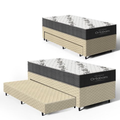 Cama Box com Colchão de Espuma D33 Ortobom Airtech 100 + Auxiliar de Espuma Unique Solteiro 88cm