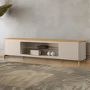 Ver imagem 2 de Rack para Sala de Estar Tv 85 Pol Pés Metálicos Elysia L05 Tauari Off White Fosco - Lyam Decor