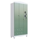Ver imagem 2 de Guarda Roupas Infantil 3 Portas e 2 Gavetas 91x40x198 Cm Branco e Verde Completa Móveis