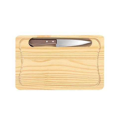 Tábua de Carne de Madeira Pinus com Faca - Stolf