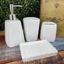 Ver imagem 4 de Kit 4pçs Banheiro Lavabo Luxo Modelagem 3d Cerâmica Branco