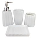 Ver imagem 1 de Kit 4pçs Banheiro Lavabo Luxo Modelagem 3d Cerâmica Branco