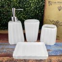 Ver imagem 3 de Kit 4pçs Banheiro Lavabo Luxo Modelagem 3d Cerâmica Branco