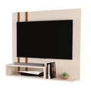 Ver imagem 2 de Painel Tv 32 Pol Sala Quarto Suspenso Nicho Prateleira 90x90:offwhite/cedro