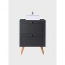Ver imagem 2 de Gabinete para Banheiro com Tampo e Cuba 60cm Retro Mdf Grafite Milano - On Móveis