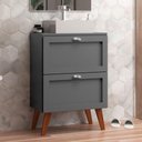 Ver imagem 1 de Gabinete para Banheiro com Tampo e Cuba 60cm Retro Mdf Grafite Milano - On Móveis