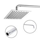 Ver imagem 1 de Ducha Inox Chuveiro Cromado 20x20 Slim Banheiro Suporte Redondo Banho Piscina Area Externa