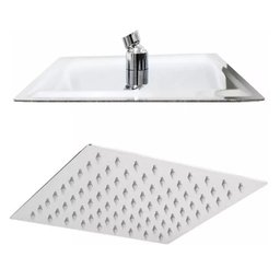 Ducha Inox Chuveiro Cromado 20x20 Slim Banheiro Suporte Redondo Banho Piscina Area Externa - 4 Ducha Inox Chuveiro Cromado 20x20 Slim Banheiro Suporte Redondo Banho Piscina Area Externa - 4