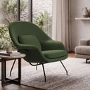 Ver imagem 1 de Poltrona Womb Chair sem Puff Linho Base Preta Linha Premium Sala Quarto Leitura e Descanso - Verde