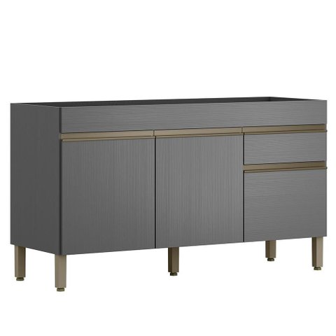 Balcao para Pia 3 Portas 1 Gaveta 150 Cm Line Gris Ktp