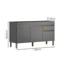 Ver imagem 3 de Balcao para Pia 3 Portas 1 Gaveta 150 Cm Line Gris Ktp