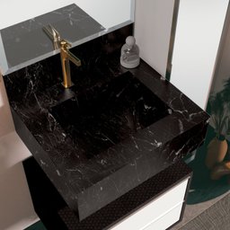 Bancada em Porcelanato para Banheiro 60cm Max com Cuba Esculpida  - 1