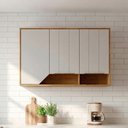 Ver imagem 1 de Armário Aéreo 3 Portas 120cm Celeste Bege/Cinamomo/Offwhite