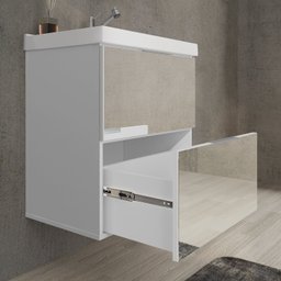 Conjunto para Banheiro 1 Gabinete Espelhado com Cuba 1 Espelheira Blanc Móveis Bosi - 6