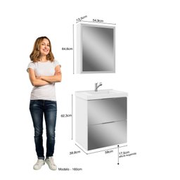 Conjunto para Banheiro 1 Gabinete Espelhado com Cuba 1 Espelheira Blanc Móveis Bosi - 3