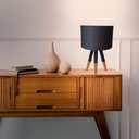 Ver imagem 1 de Abajur Ranna Preta Luxo Sala Bancada Mesa Cômoda Madeira