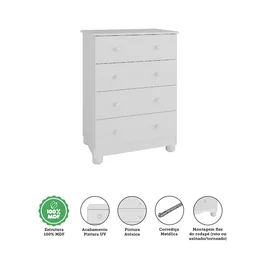 Quarto de Bebê com Berço e Cômoda 4 Gavetas 100% MDF Mimo  - 8