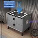 Ver imagem 6 de Mesa de Cabeceira Inteligente com Cofre Biométrico e Som Cinza LED 2 Gavetas
