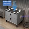 MESA DE CABECEIRA INTELIGENTE CINZA COM DIGITAL BIOMETRIA SEGREDO 2 GAVETAS CAIXA DE SOM BLUETOOTH - 3