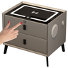 MESA DE CABECEIRA INTELIGENTE CINZA COM DIGITAL BIOMETRIA SEGREDO 2 GAVETAS CAIXA DE SOM BLUETOOTH - 1