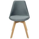 Ver imagem 3 de Kit 4 Cadeiras Charles Eames Leda Veludo Luisa Saarinen Estofada Base Madeira - Cinza
