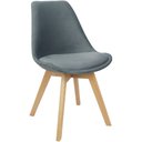 Ver imagem 2 de Kit 4 Cadeiras Charles Eames Leda Veludo Luisa Saarinen Estofada Base Madeira - Cinza