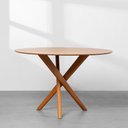 Ver imagem 3 de Conjunto Mesa de Jantar Thai Redonda Carvalho Americano - 1,20m + 4 Cadeiras Lalá Encosto Palha Crem
