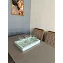 Ver imagem 4 de Bandeja Grande Branca Vidro Decoração Luxo para Cozinha Sala Bar 60x35