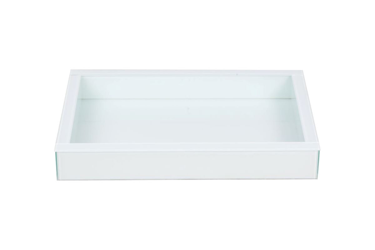 Bandeja Grande Branca Vidro Decoração Luxo Para Cozinha Sala Bar 60x35 - 5