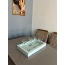 Ver imagem 5 de Bandeja Grande Branca Vidro Decoração Luxo para Cozinha Sala Bar 60x35