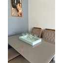 Ver imagem 2 de Bandeja Grande Branca Vidro Decoração Luxo para Cozinha Sala Bar 60x35