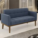 Ver imagem 2 de Sofá Namoradeira Base Madeira Castanho Ana Suede Azul Marinho - Ibiza