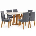 Ver imagem 2 de Conjunto Sala de Jantar Mesa Lisa 160cm Tampo MDF Vidro Canto Reto 6 Cadeiras Flavia