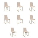 Ver imagem 1 de Kit 8 Cadeiras de Jantar Cozinha Industrial Lexa Veludo - Élpis Móveis - Bege - Dourada