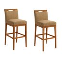 Ver imagem 1 de Kit 2 Banquetas Alta Cozinha Gourmet Estofada Suede:Suede Capuccino